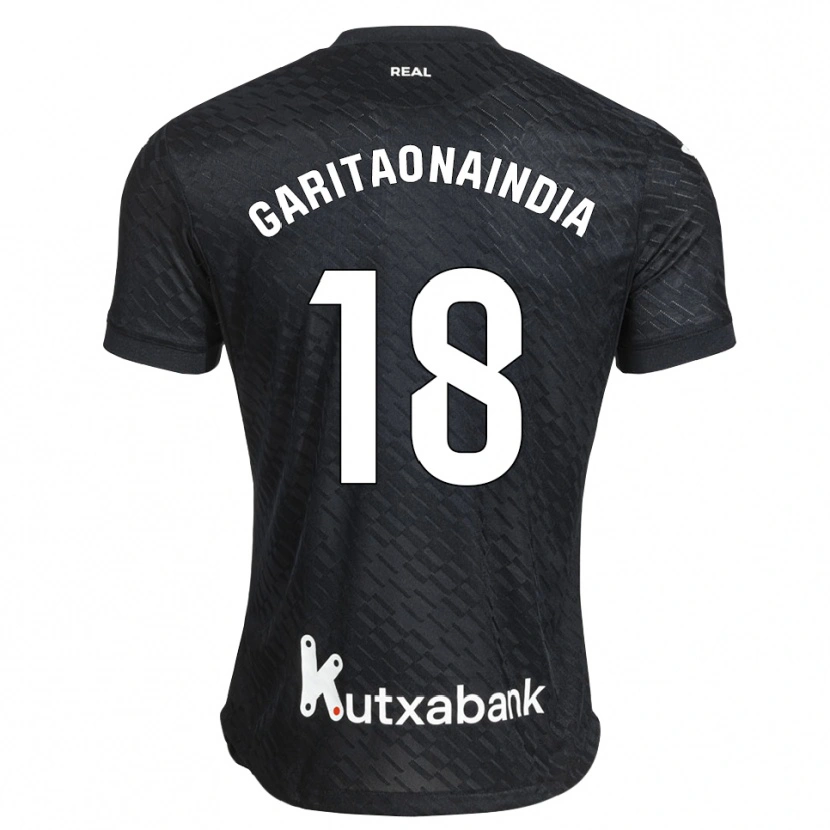 Danxen Bambino Maglia Hodei Garitaonaindia #18 Nero Bianco Kit Gara Away 2026/27 Maglietta