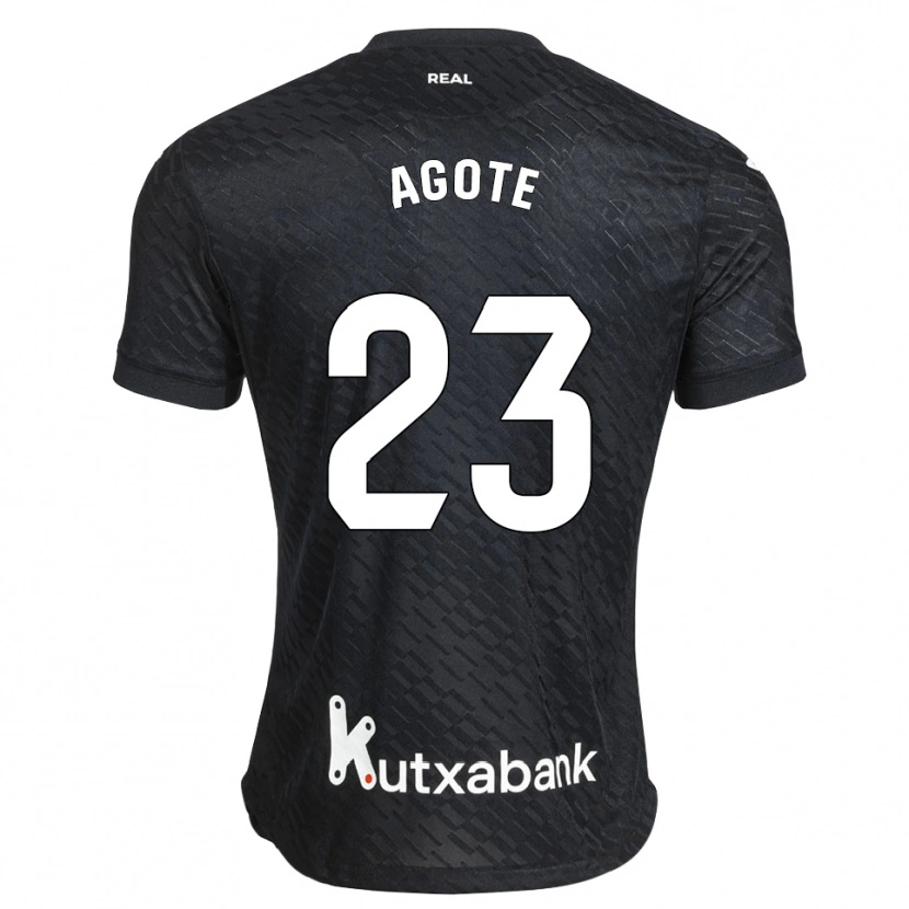 Danxen Bambino Maglia Unax Agote #23 Nero Bianco Kit Gara Away 2026/27 Maglietta