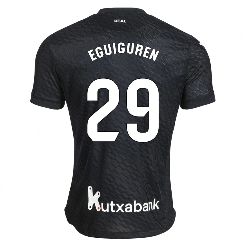 Danxen Bambino Maglia Intza Eguiguren Beraza #29 Nero Bianco Kit Gara Away 2026/27 Maglietta