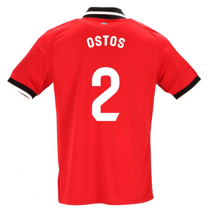 Danxen Bambino Maglia Fran Ostos #2 Nero Bianco Rosso Kit Gara Away 2026/27 Maglietta