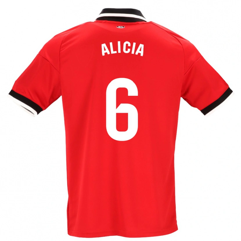 Danxen Bambino Maglia Alicia Redondo #6 Nero Bianco Rosso Kit Gara Away 2026/27 Maglietta