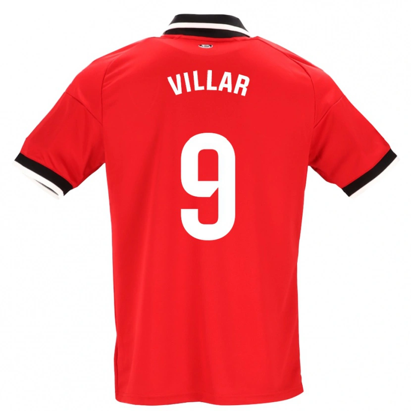 Danxen Bambino Maglia Iker Villar #9 Nero Bianco Rosso Kit Gara Away 2026/27 Maglietta