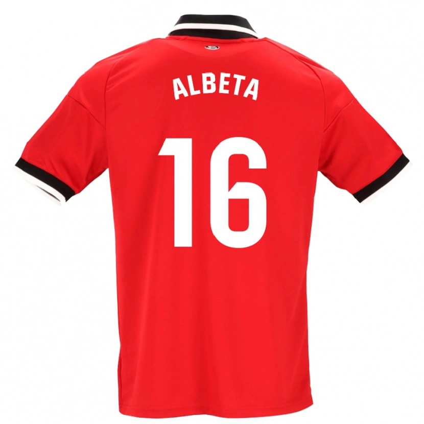 Danxen Bambino Maglia Alba López #16 Nero Bianco Rosso Kit Gara Away 2026/27 Maglietta