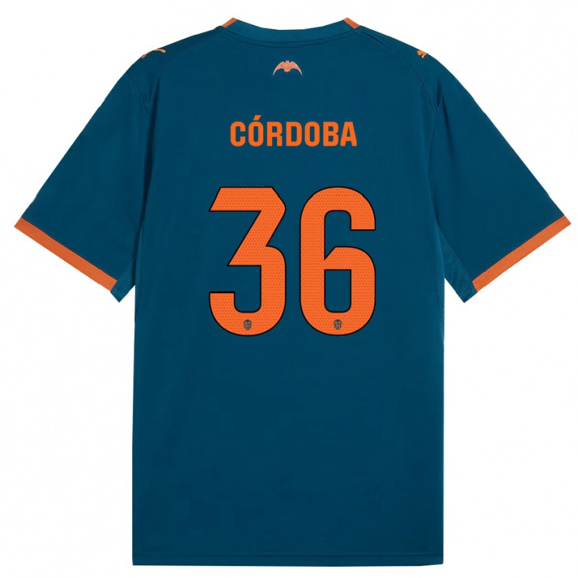 Danxen Bambino Maglia Iker Córdoba #36 Blu Acciaio Arancione Kit Gara Away 2026/27 Maglietta