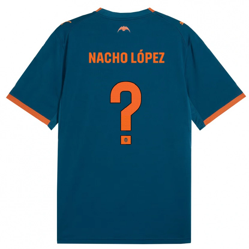 Danxen Bambino Maglia Nacho López #0 Blu Acciaio Arancione Kit Gara Away 2026/27 Maglietta