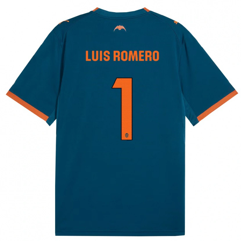 Danxen Bambino Maglia Luis Romero #1 Blu Acciaio Arancione Kit Gara Away 2026/27 Maglietta