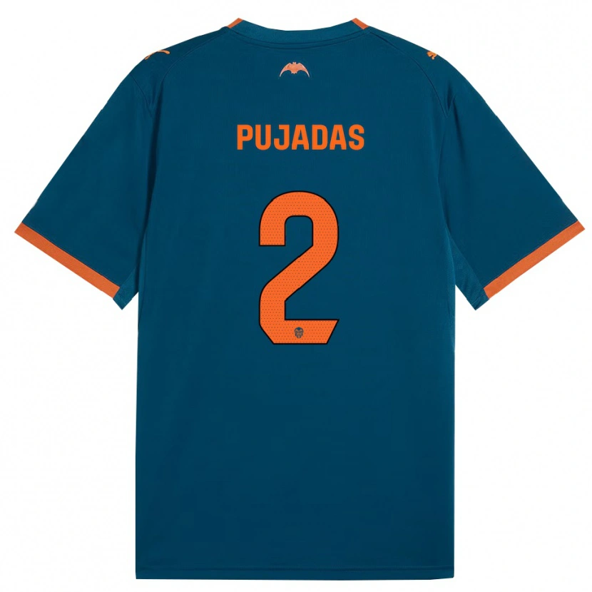Danxen Bambino Maglia Berta Pujadas #2 Blu Acciaio Arancione Kit Gara Away 2026/27 Maglietta