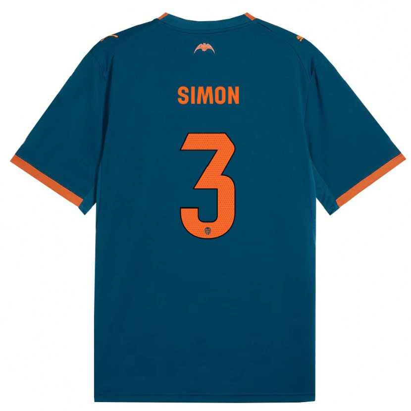 Danxen Bambino Maglia Bénédicte Simon #3 Blu Acciaio Arancione Kit Gara Away 2026/27 Maglietta