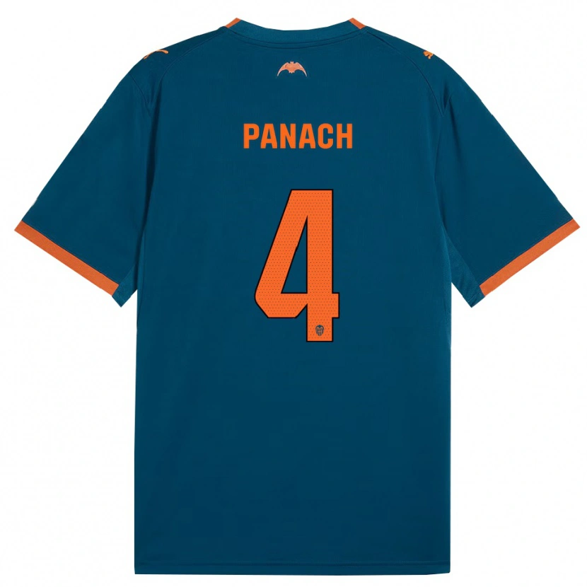 Danxen Bambino Maglia Alejandro Panach #4 Blu Acciaio Arancione Kit Gara Away 2026/27 Maglietta