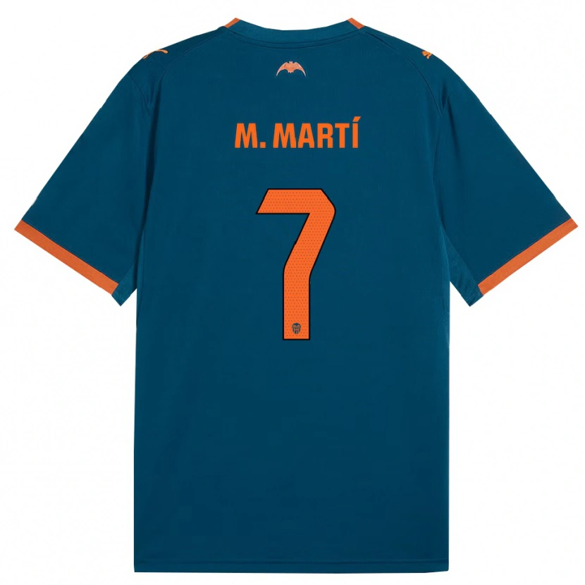 Danxen Bambino Maglia Marina Martí #7 Blu Acciaio Arancione Kit Gara Away 2026/27 Maglietta
