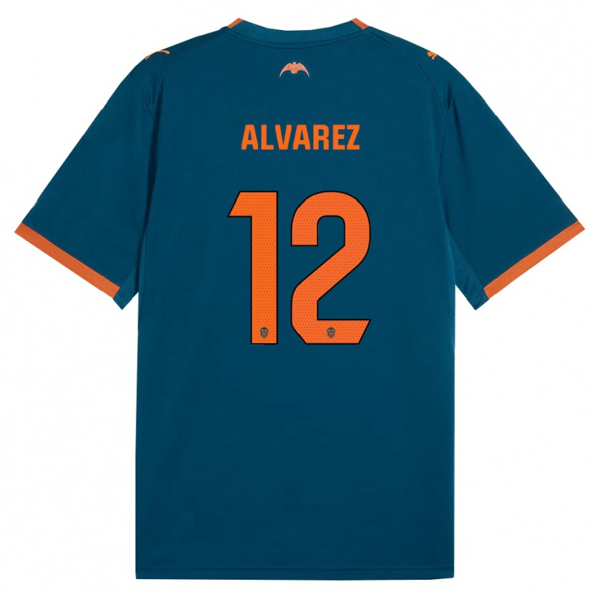 Danxen Bambino Maglia Sofia Alvarez #12 Blu Acciaio Arancione Kit Gara Away 2026/27 Maglietta