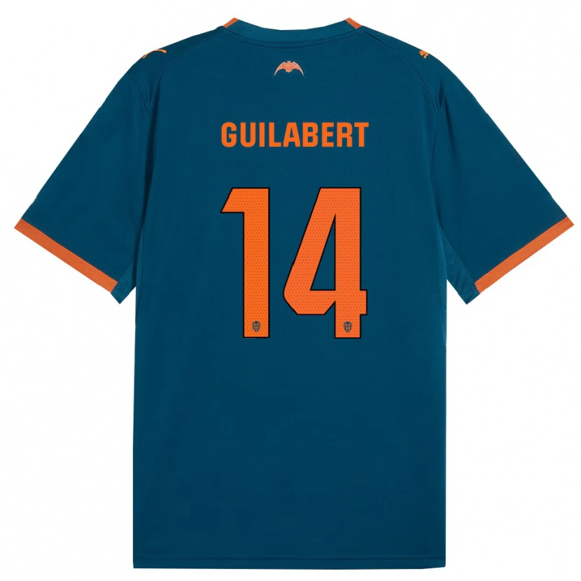 Danxen Bambino Maglia Mario Guilabert #14 Blu Acciaio Arancione Kit Gara Away 2026/27 Maglietta