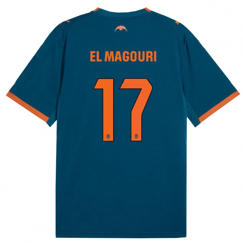 Danxen Bambino Maglia Anas El Magouri #17 Blu Acciaio Arancione Kit Gara Away 2026/27 Maglietta