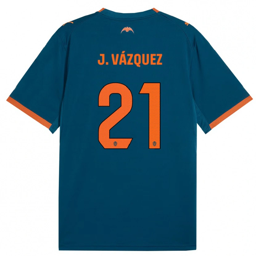 Danxen Bambino Maglia Jesús Vázquez #21 Blu Acciaio Arancione Kit Gara Away 2026/27 Maglietta