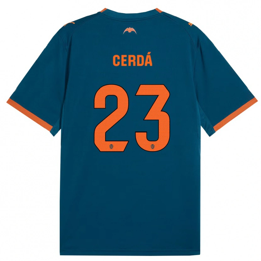 Danxen Bambino Maglia Alex Cerdá #23 Blu Acciaio Arancione Kit Gara Away 2026/27 Maglietta