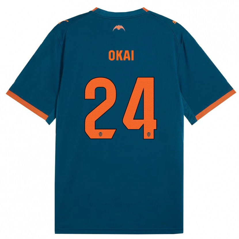 Danxen Bambino Maglia Leslie Okai #24 Blu Acciaio Arancione Kit Gara Away 2026/27 Maglietta