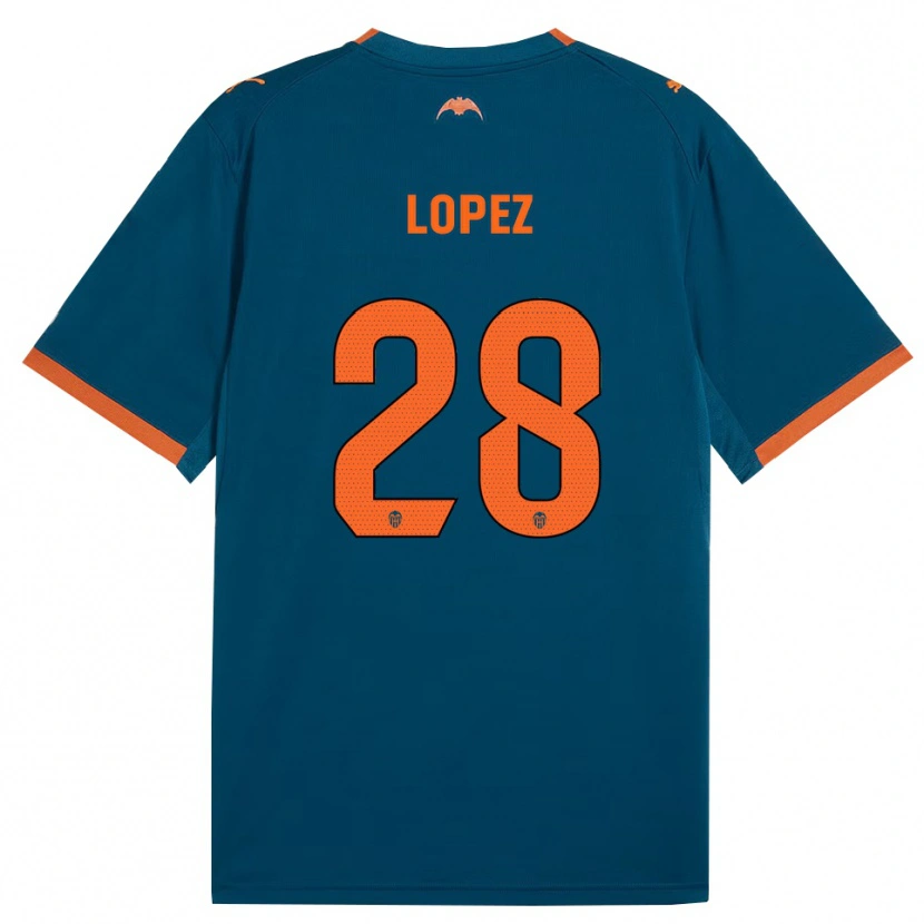 Danxen Bambino Maglia Saray Lopez #28 Blu Acciaio Arancione Kit Gara Away 2026/27 Maglietta