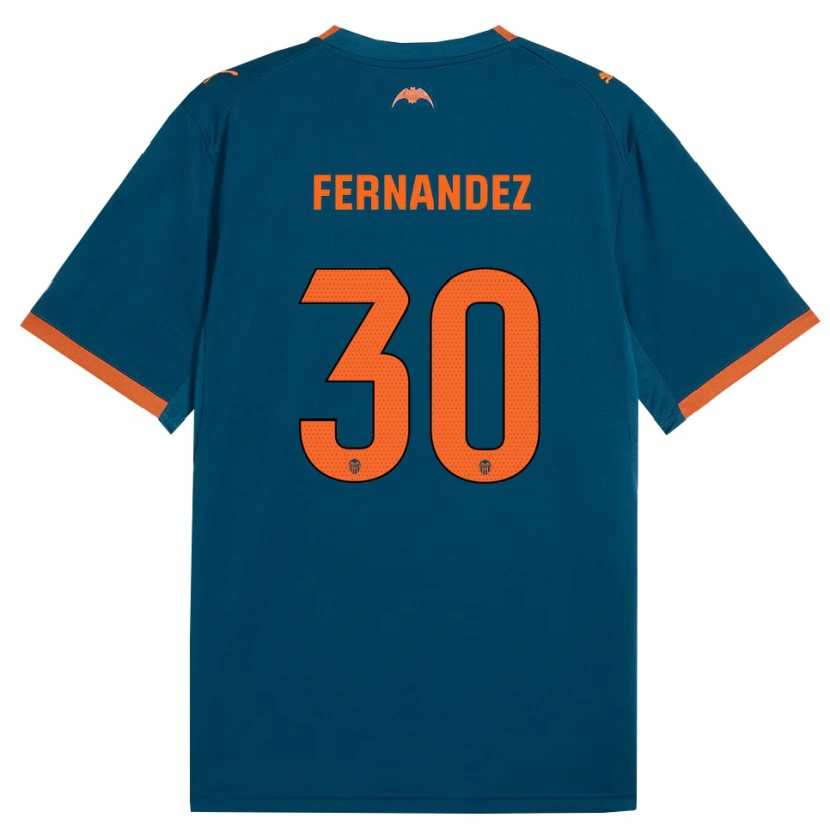Danxen Bambino Maglia Rubén Fernández #30 Blu Acciaio Arancione Kit Gara Away 2026/27 Maglietta