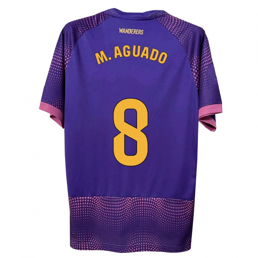 Danxen Bambino Maglia Marc Aguado #8 Viola Bianco Rosa Kit Gara Away 2026/27 Maglietta