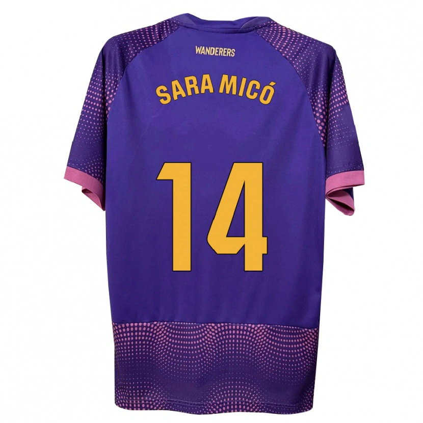 Danxen Bambino Maglia Sara Micó #14 Viola Bianco Rosa Kit Gara Away 2026/27 Maglietta