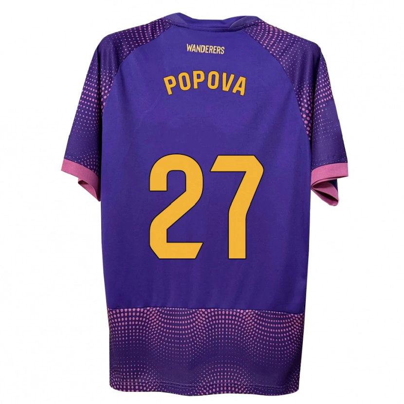 Danxen Bambino Maglia Ángela Popova Fedorova #27 Viola Bianco Rosa Kit Gara Away 2026/27 Maglietta