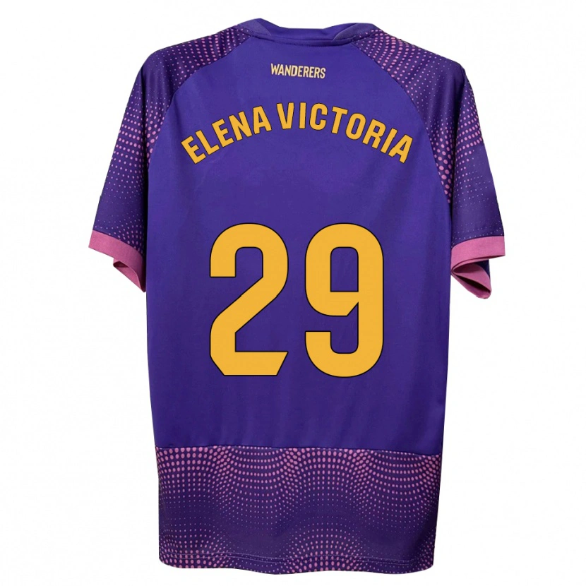 Danxen Bambino Maglia Elena Victoria Mas Berna #29 Viola Bianco Rosa Kit Gara Away 2026/27 Maglietta