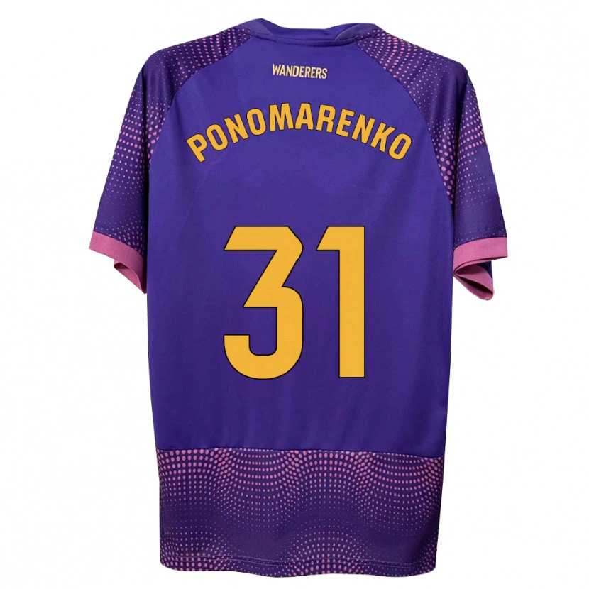 Danxen Bambino Maglia Borys Ponomarenko #31 Viola Bianco Rosa Kit Gara Away 2026/27 Maglietta