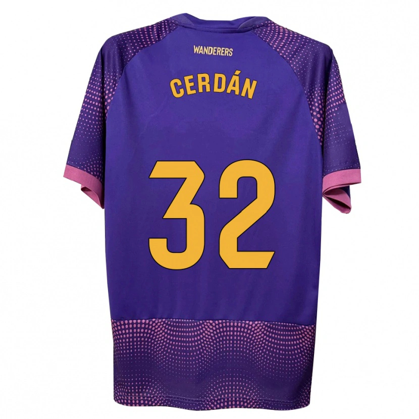Danxen Bambino Maglia Pablo Cerdán #32 Viola Bianco Rosa Kit Gara Away 2026/27 Maglietta