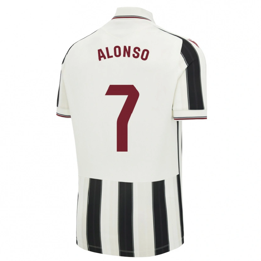 Danxen Bambino Maglia Javi Alonso #7 Nero Bianco Rosso Kit Gara Away 2026/27 Maglietta