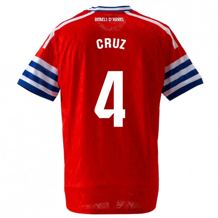 Danxen Bambino Maglia Ian Cruz #4 Blu Reale Rosso Kit Gara Away 2026/27 Maglietta