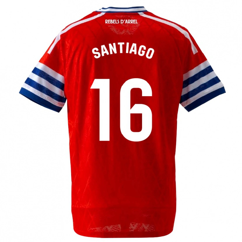 Danxen Bambino Maglia Alejandro Santiago #16 Blu Reale Rosso Kit Gara Away 2026/27 Maglietta