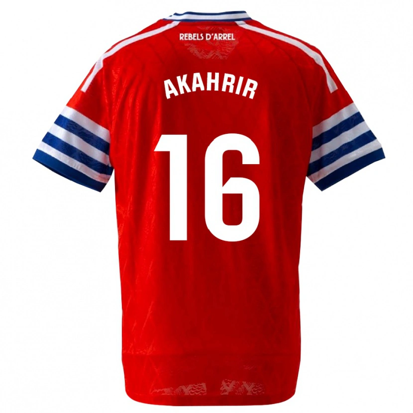 Danxen Bambino Maglia Mohamed Akahrir #16 Blu Reale Rosso Kit Gara Away 2026/27 Maglietta
