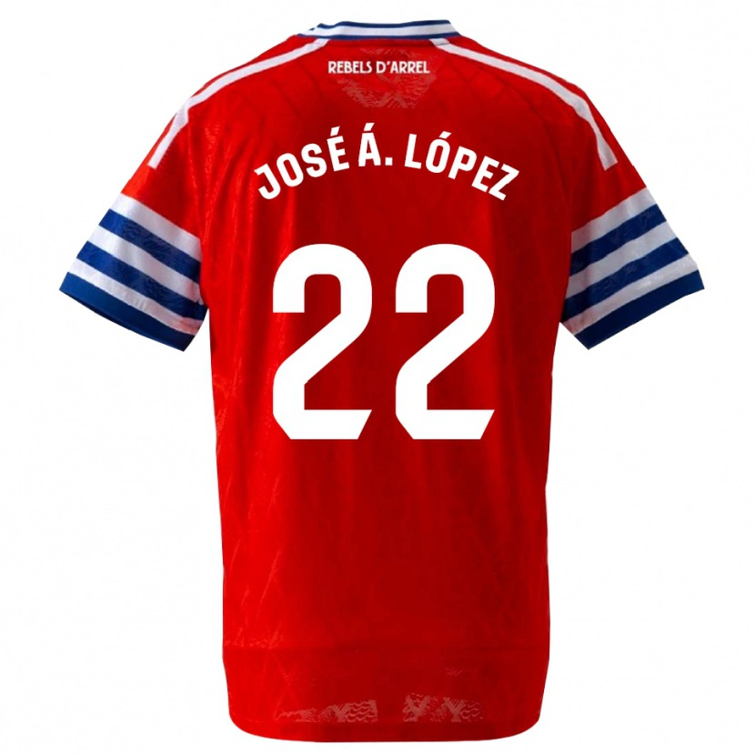 Danxen Bambino Maglia José Ángel López #22 Blu Reale Rosso Kit Gara Away 2026/27 Maglietta