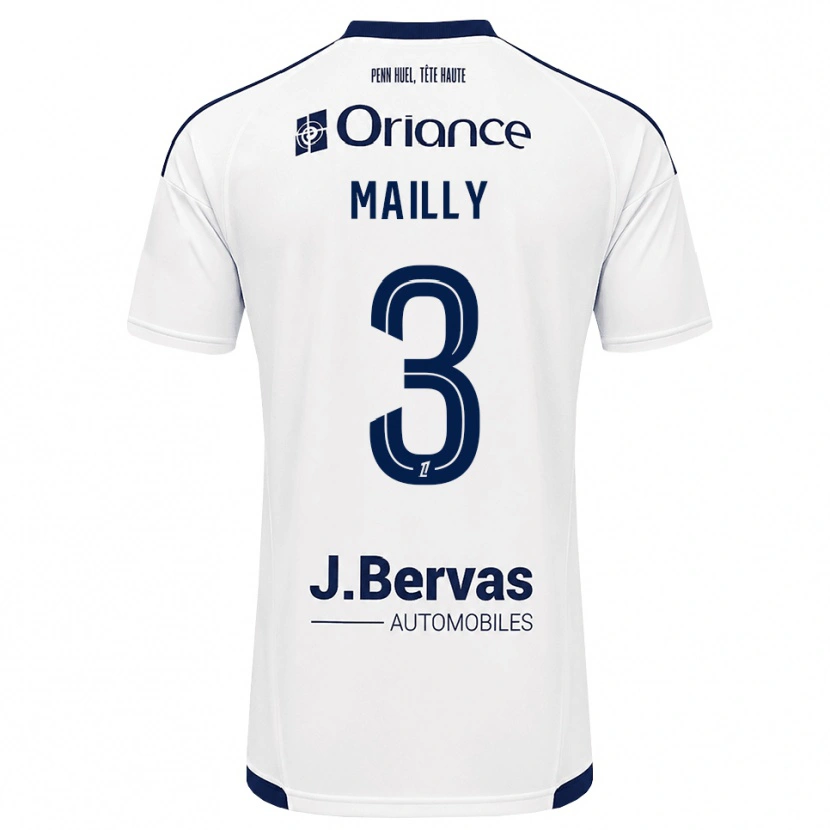 Danxen Bambino Maglia Evan Mailly #3 Navy Bianco Kit Gara Away 2026/27 Maglietta