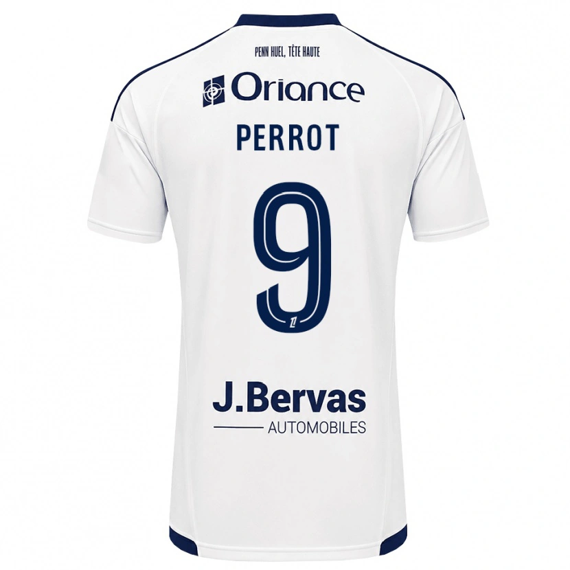 Danxen Bambino Maglia Maël Perrot #9 Navy Bianco Kit Gara Away 2026/27 Maglietta