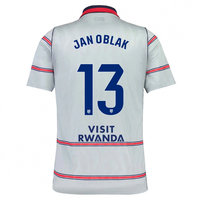 Danxen Bambino Maglia Jan Oblak #13 Grigio Rosso Blu Navy Kit Gara Third 2026/27 Maglietta