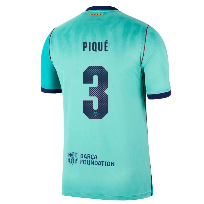Danxen Bambino Maglia Gerard Pique #3 Acquamarina Turchese Scuro Blu Reale Kit Gara Third 2026/27 Maglietta