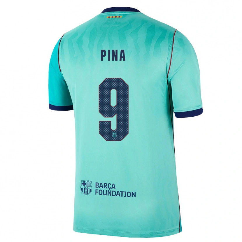 Danxen Bambino Maglia Claudia Pina #9 Acquamarina Turchese Scuro Blu Reale Kit Gara Third 2026/27 Maglietta