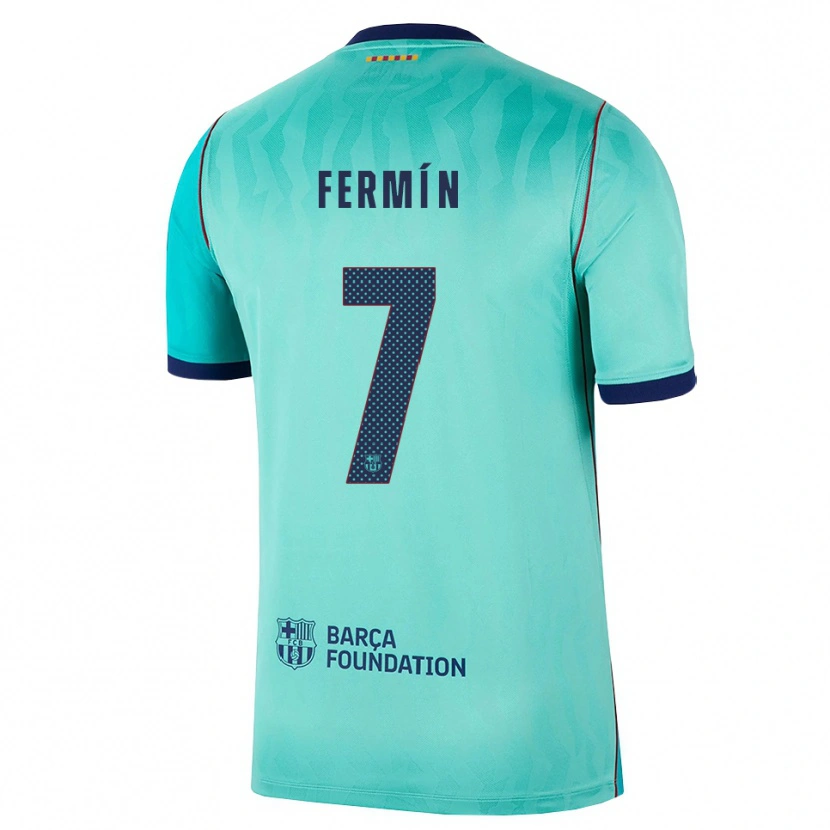 Danxen Bambino Maglia Fermín López #7 Acquamarina Turchese Scuro Blu Reale Kit Gara Third 2026/27 Maglietta