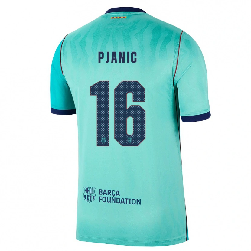 Danxen Bambino Maglia Miralem Pjanic #16 Acquamarina Turchese Scuro Blu Reale Kit Gara Third 2026/27 Maglietta