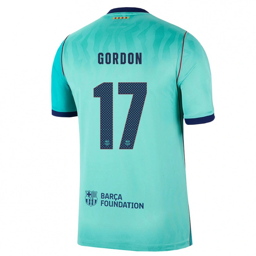 Danxen Bambino Maglia Anthony Gordon #17 Acquamarina Turchese Scuro Blu Reale Kit Gara Third 2026/27 Maglietta
