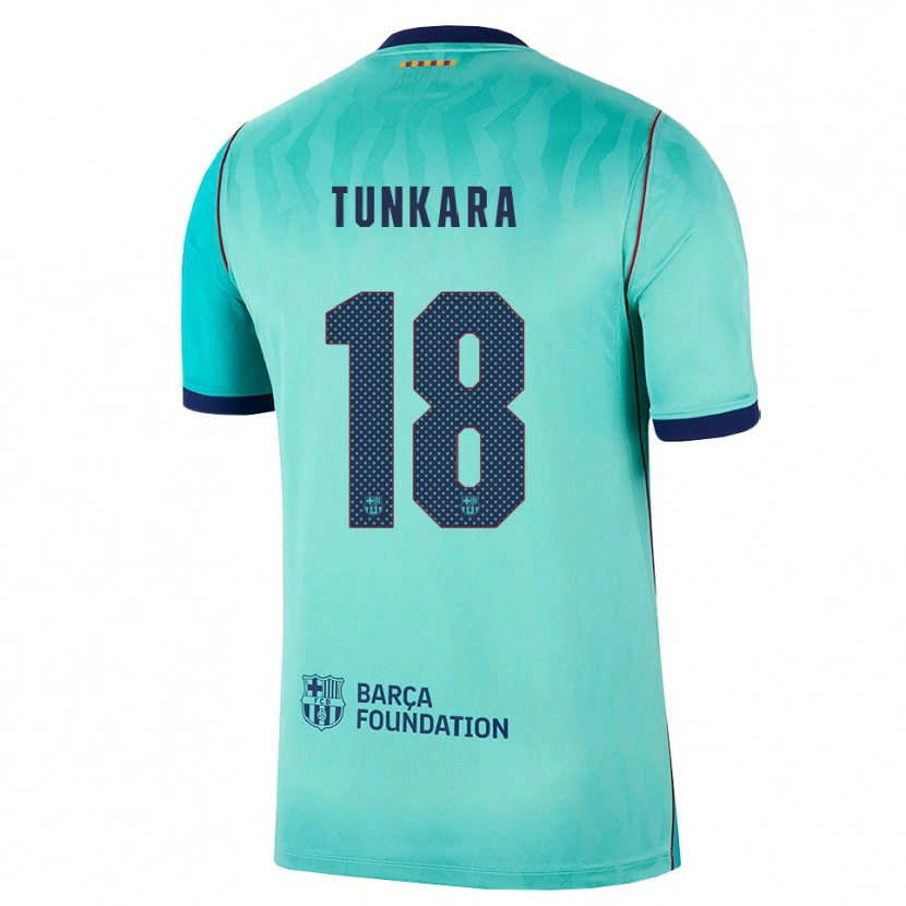 Danxen Bambino Maglia Ebrima Tunkara #18 Acquamarina Turchese Scuro Blu Reale Kit Gara Third 2026/27 Maglietta