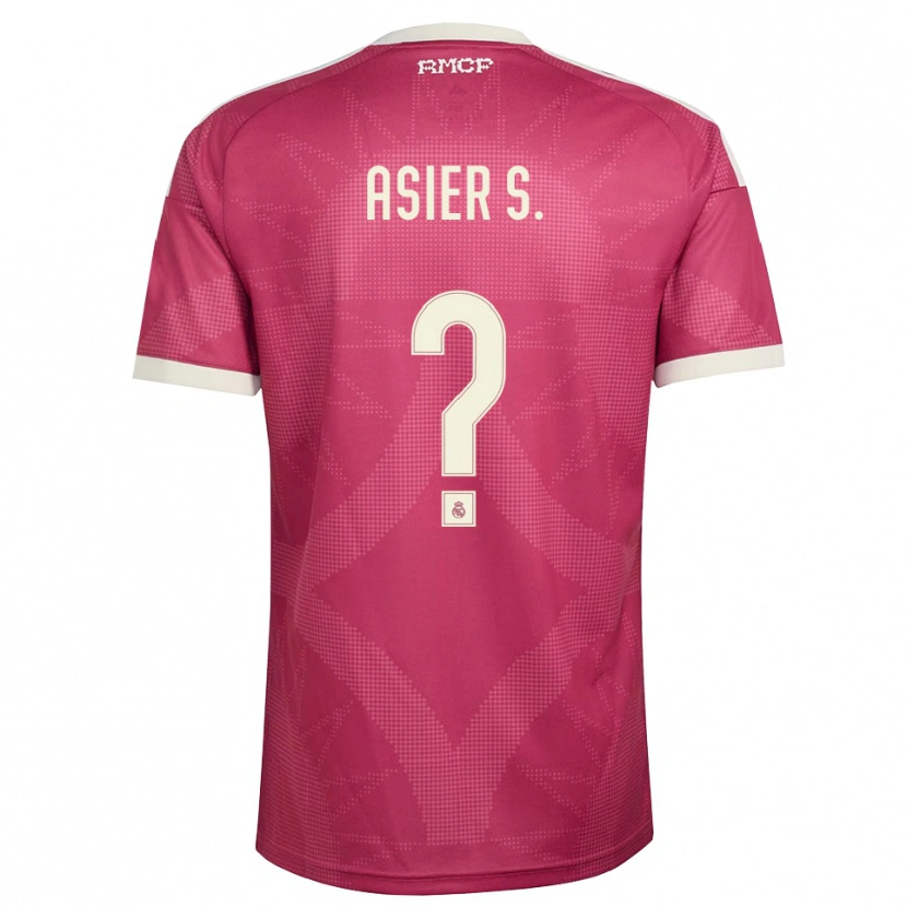 Danxen Bambino Maglia Asier Sánchez #0 Rosso Viola Pallido Bianco Kit Gara Third 2026/27 Maglietta
