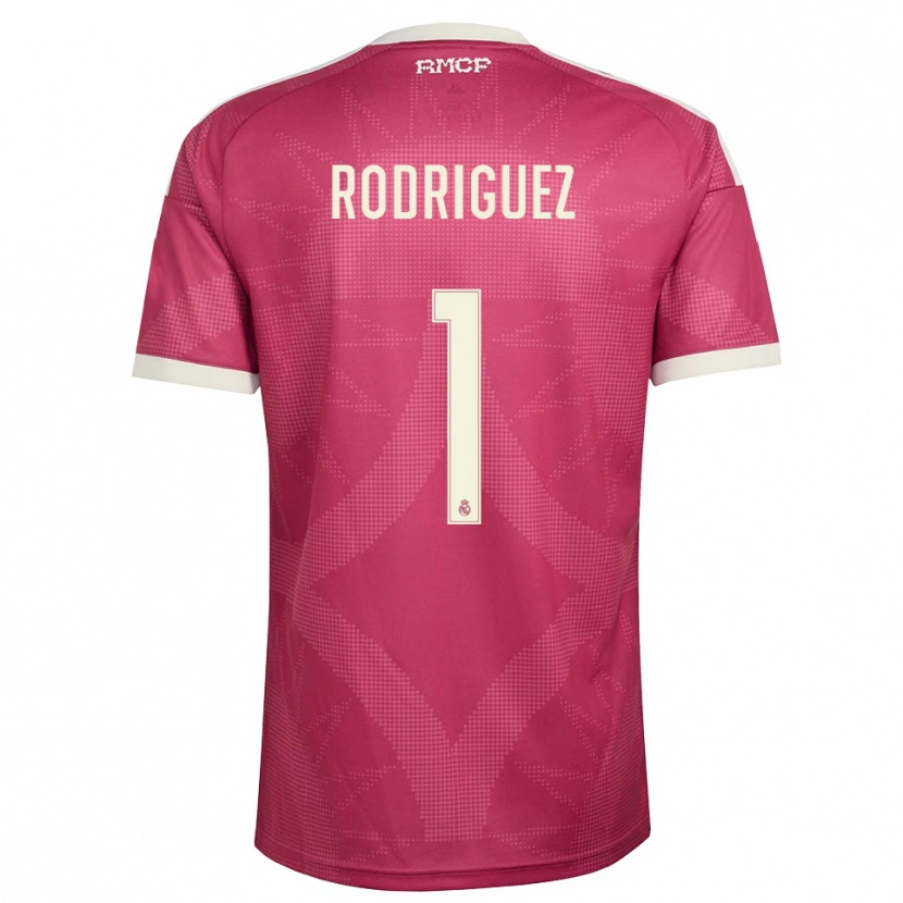 Danxen Bambino Maglia Misa Rodriguez #1 Rosso Viola Pallido Bianco Kit Gara Third 2026/27 Maglietta