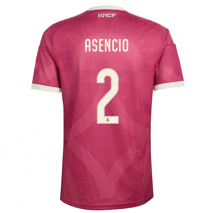 Danxen Bambino Maglia Raúl Asencio #2 Rosso Viola Pallido Bianco Kit Gara Third 2026/27 Maglietta