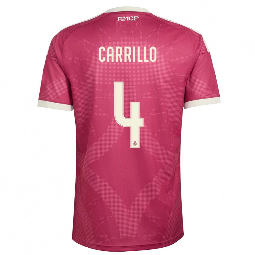 Danxen Bambino Maglia Alvaro Carrillo #4 Rosso Viola Pallido Bianco Kit Gara Third 2026/27 Maglietta