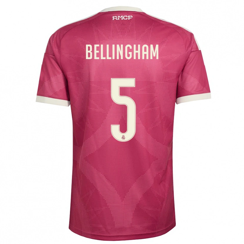 Danxen Bambino Maglia Jude Bellingham #5 Rosso Viola Pallido Bianco Kit Gara Third 2026/27 Maglietta
