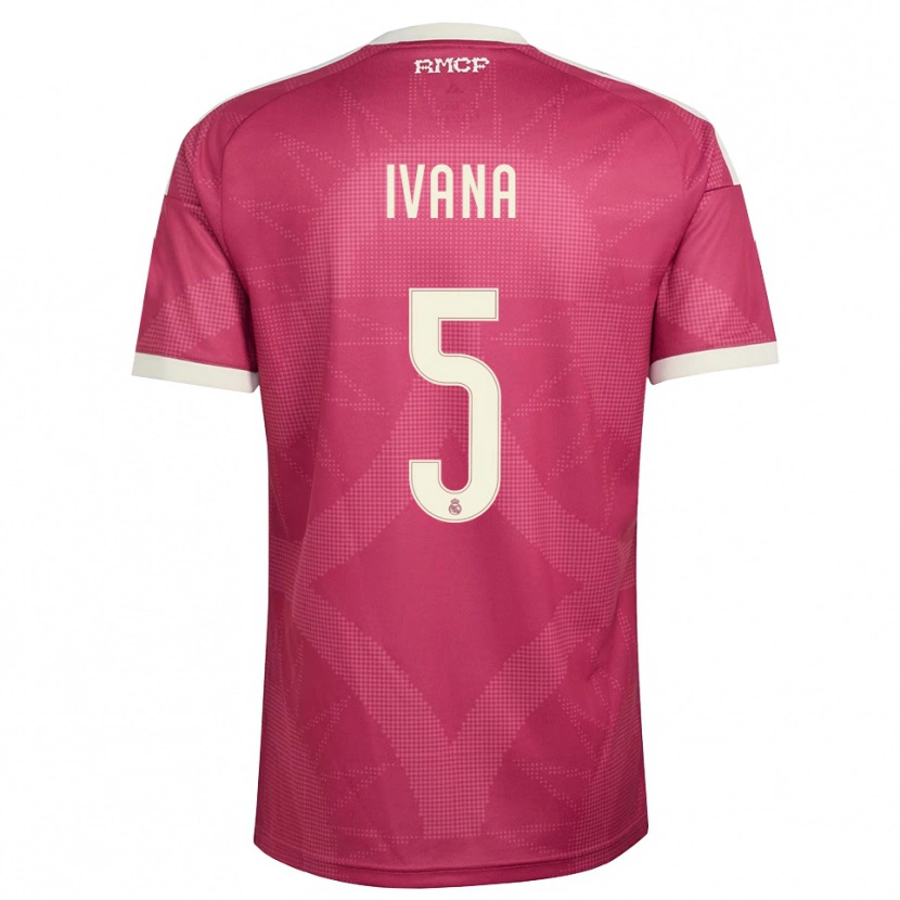 Danxen Bambino Maglia Ivana Andres #5 Rosso Viola Pallido Bianco Kit Gara Third 2026/27 Maglietta