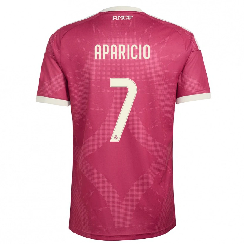 Danxen Bambino Maglia Esteban Aparicio #7 Rosso Viola Pallido Bianco Kit Gara Third 2026/27 Maglietta