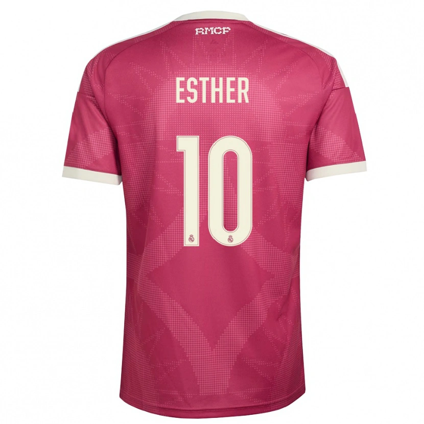 Danxen Bambino Maglia Esther Gonzalez #10 Rosso Viola Pallido Bianco Kit Gara Third 2026/27 Maglietta